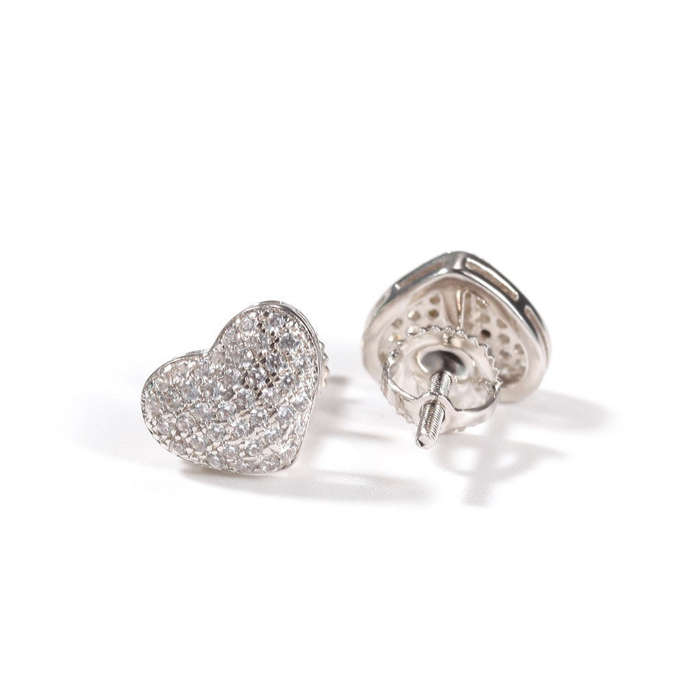 Hip Hop diamond-encrusted 925 silver stud earrings - MERGE.DAY.1.FREESTYLE