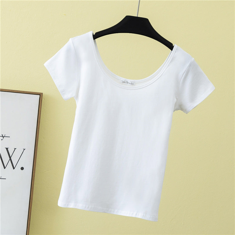 Summer slim fit large U-neck short-sleeved T-shirt - MERGE.DAY.1.FREESTYLE
