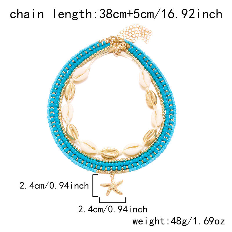 Starfish shell rice bead multi-layer necklace - MERGE.DAY.1.FREESTYLE
