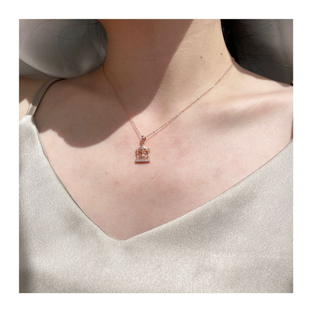 925 silver color gold necklace micro-set zircon accessories female carousel clavicle chain - MERGE.DAY.1.FREESTYLE