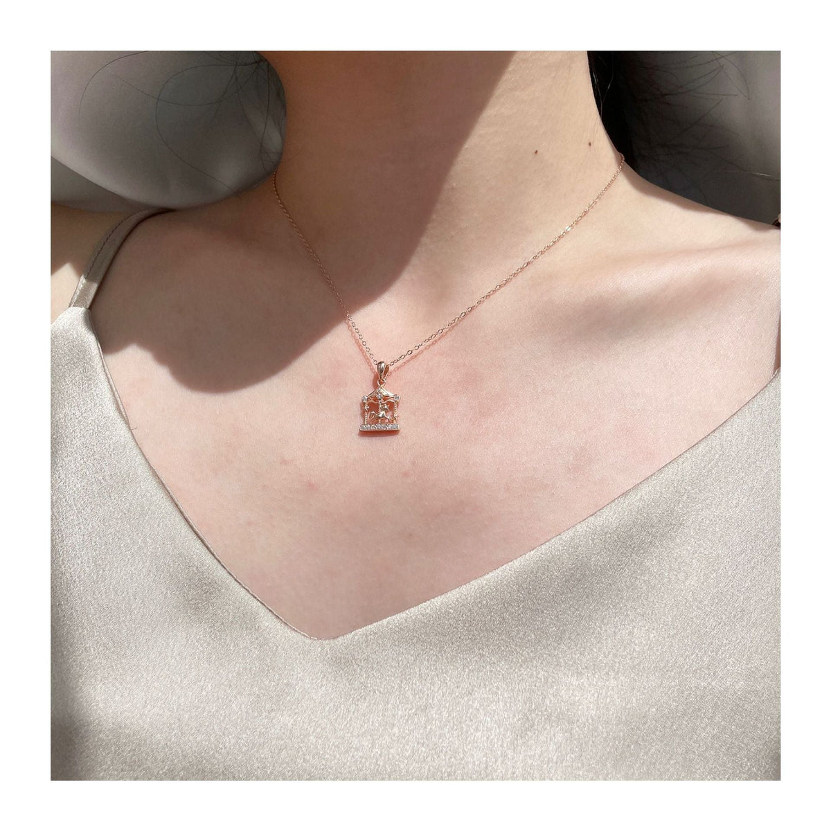 925 silver color gold necklace micro-set zircon accessories female carousel clavicle chain - MERGE.DAY.1.FREESTYLE