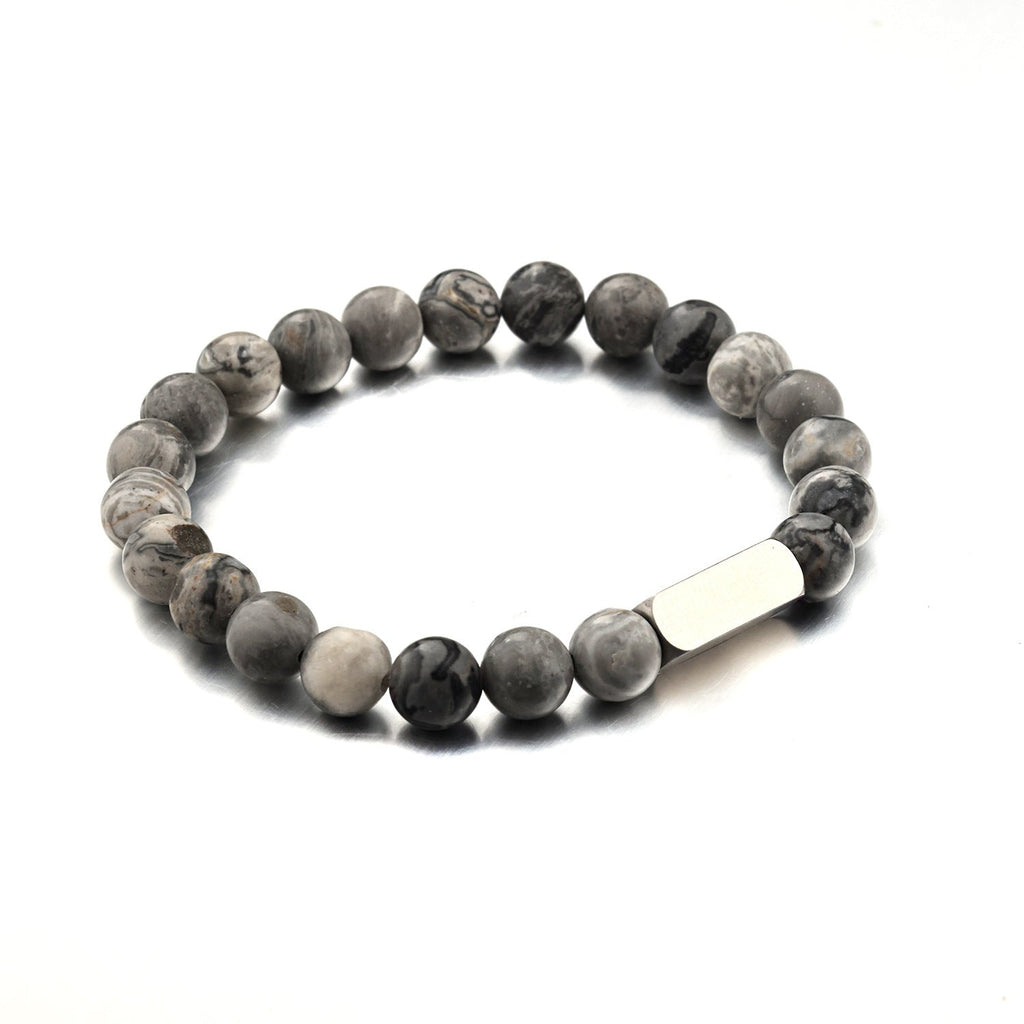 Stainless steel engraved beaded bracelet - MERGE.DAY.1.FREESTYLE