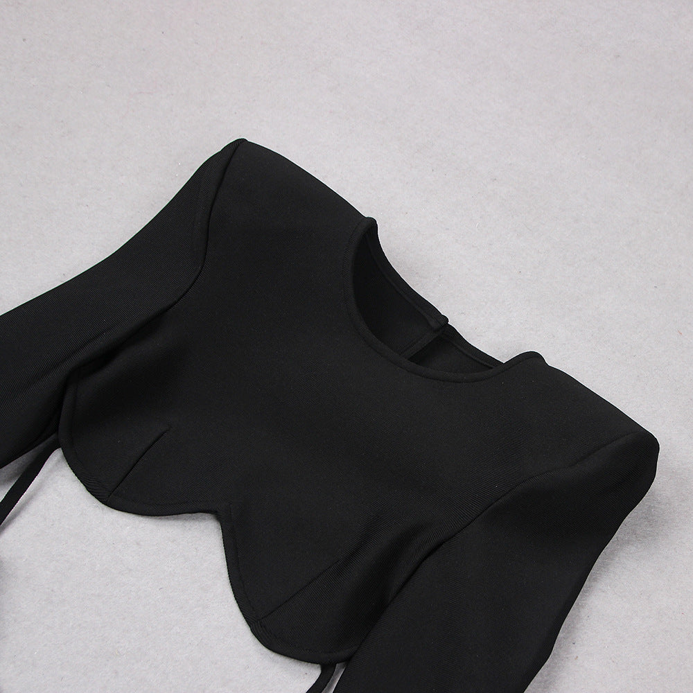 Commuting temperament feather long-sleeved dress French dress - MERGE.DAY.1.FREESTYLE