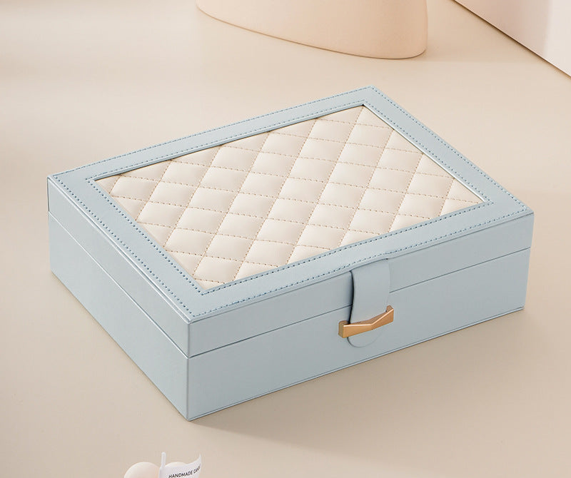 Diamond lattice leather color matching jewelry box - MERGE.DAY.1.FREESTYLE
