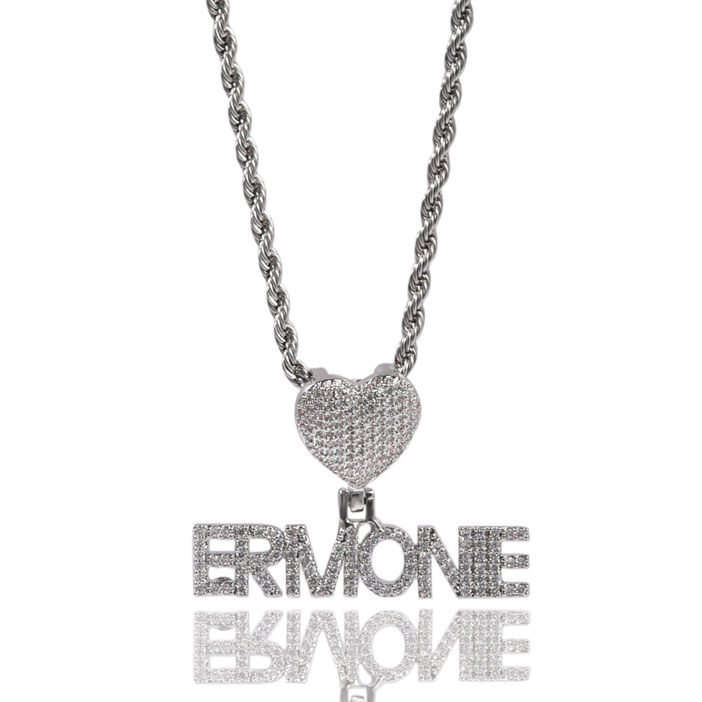 Heart Button Zircon Hip Hop Necklace - MERGE.DAY.1.FREESTYLE