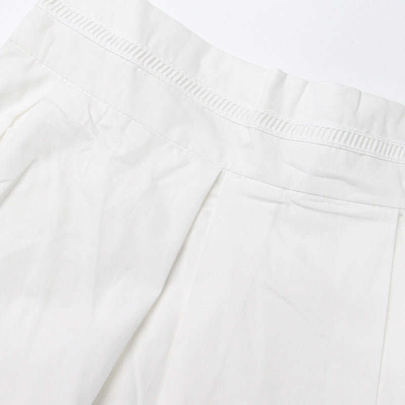 Lapel short-sleeved shirt + skirt lace embroidery two-piece suit for women - MERGE.DAY.1.FREESTYLE