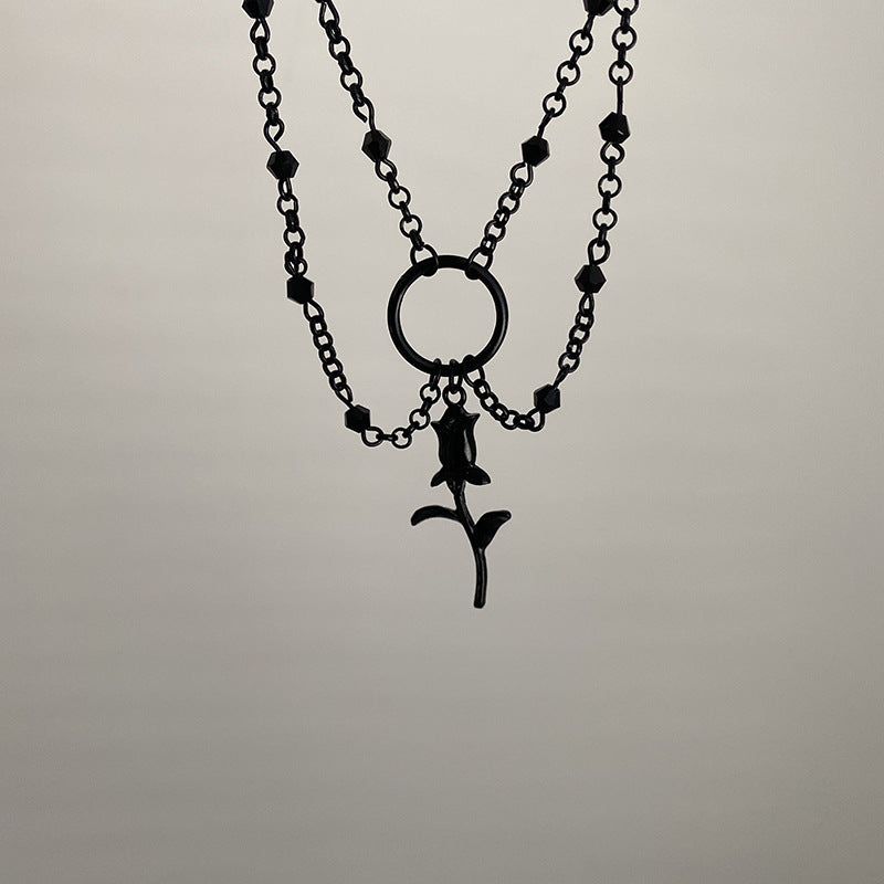 Dark Cross Rose Star Necklace - MERGE.DAY.1.FREESTYLE