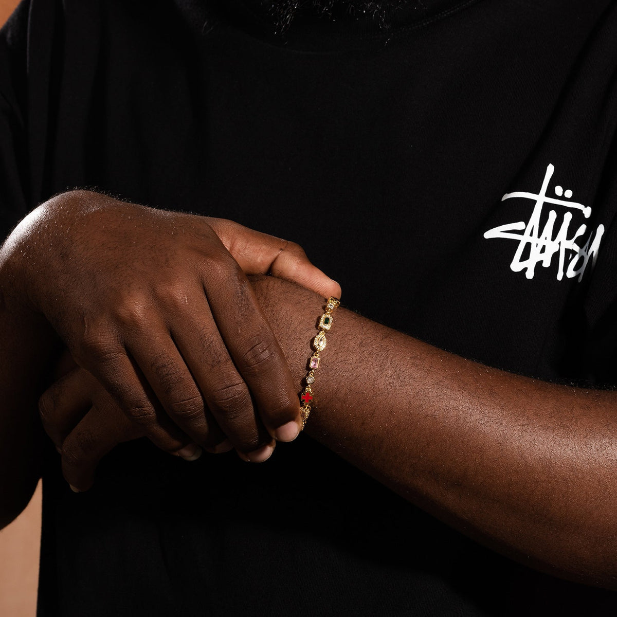 Hip-Hop Diamond-Encrusted 6mm Colored Gemstone Bracelet - MERGE.DAY.1.FREESTYLE