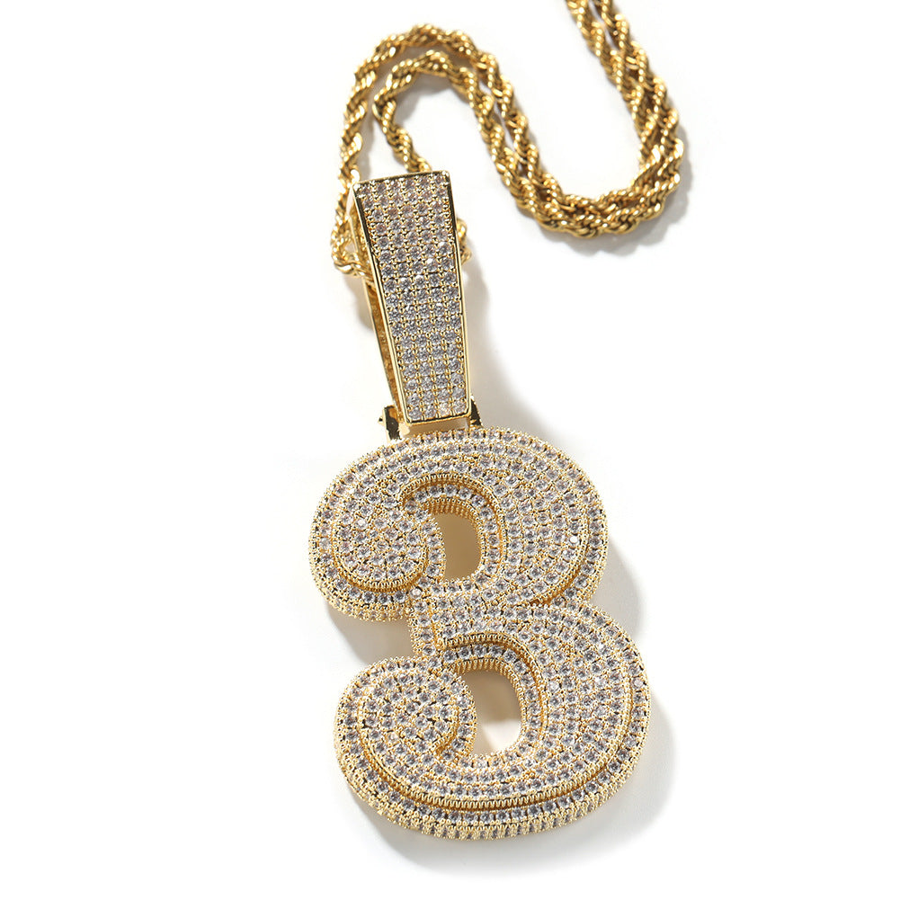 Hip-hop diamond-encrusted number pendant - MERGE.DAY.1.FREESTYLE