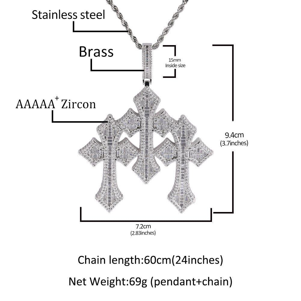Retro Cross Square Zircon Inlay Necklace - MERGE.DAY.1.FREESTYLE