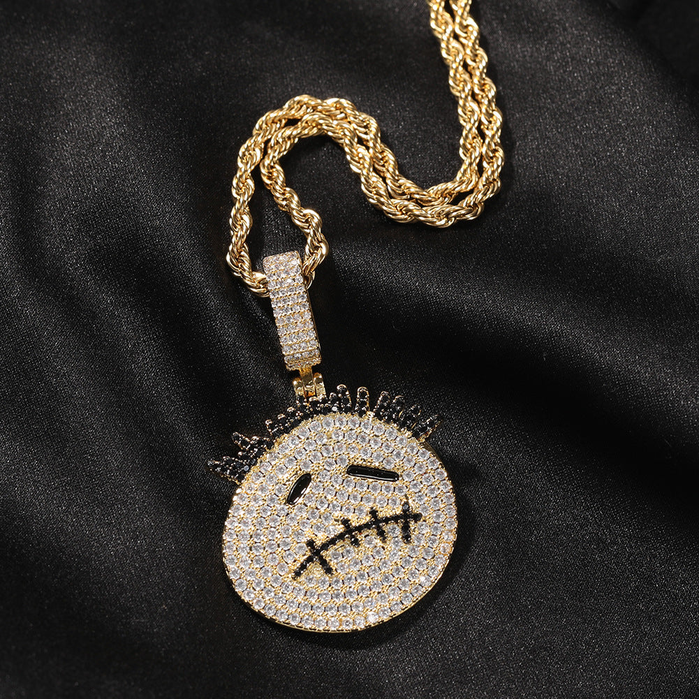 Hip-hop cartoon zircon spiky-head avatar necklace - MERGE.DAY.1.FREESTYLE