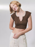 Slim Fit Ultra Short Sexy Spicy Girls Top Knitted Thread T-shirt - MERGE.DAY.1.FREESTYLE