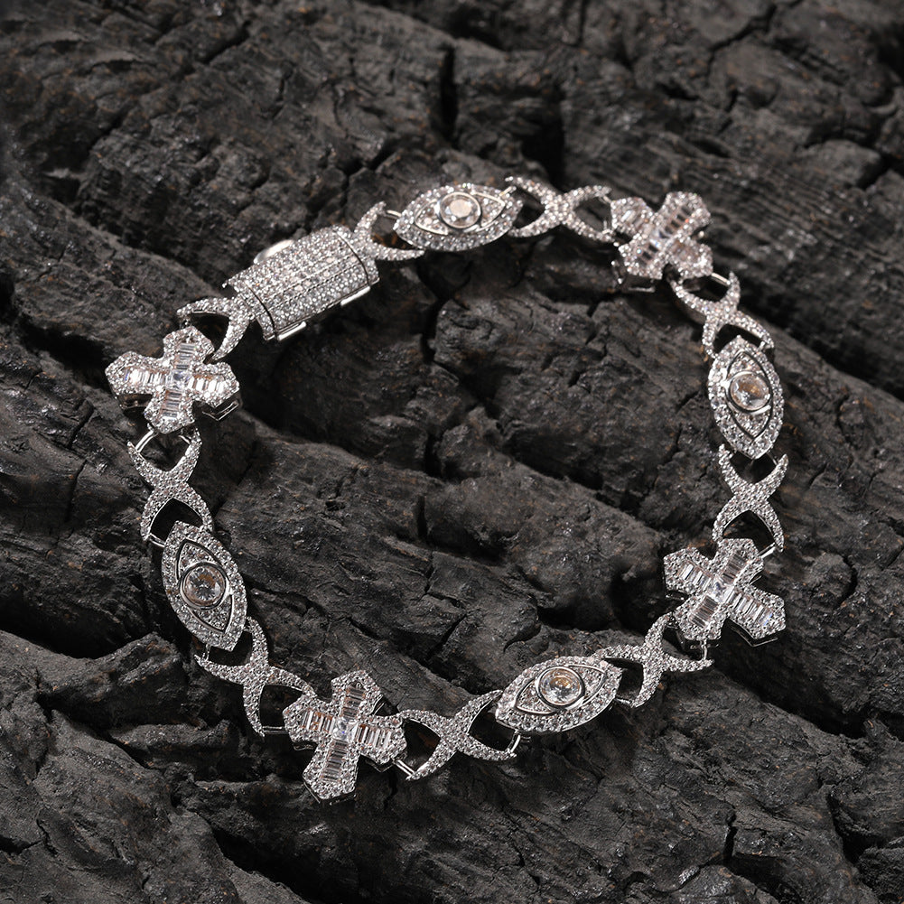 Hip Hop Zirconia Eye Cross Bracelet - MERGE.DAY.1.FREESTYLE