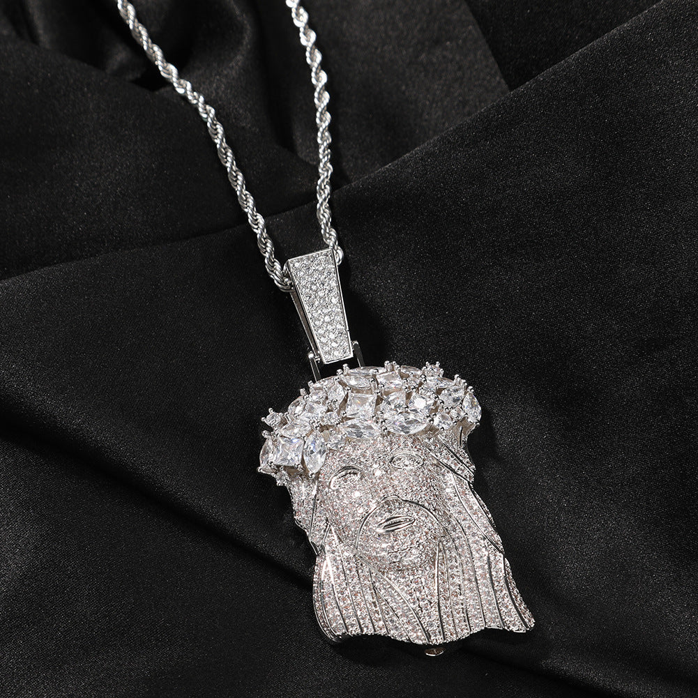 Hip Hop Iced Out CZ Jesus Piece Pendant Necklace - MERGE.DAY.1.FREESTYLE