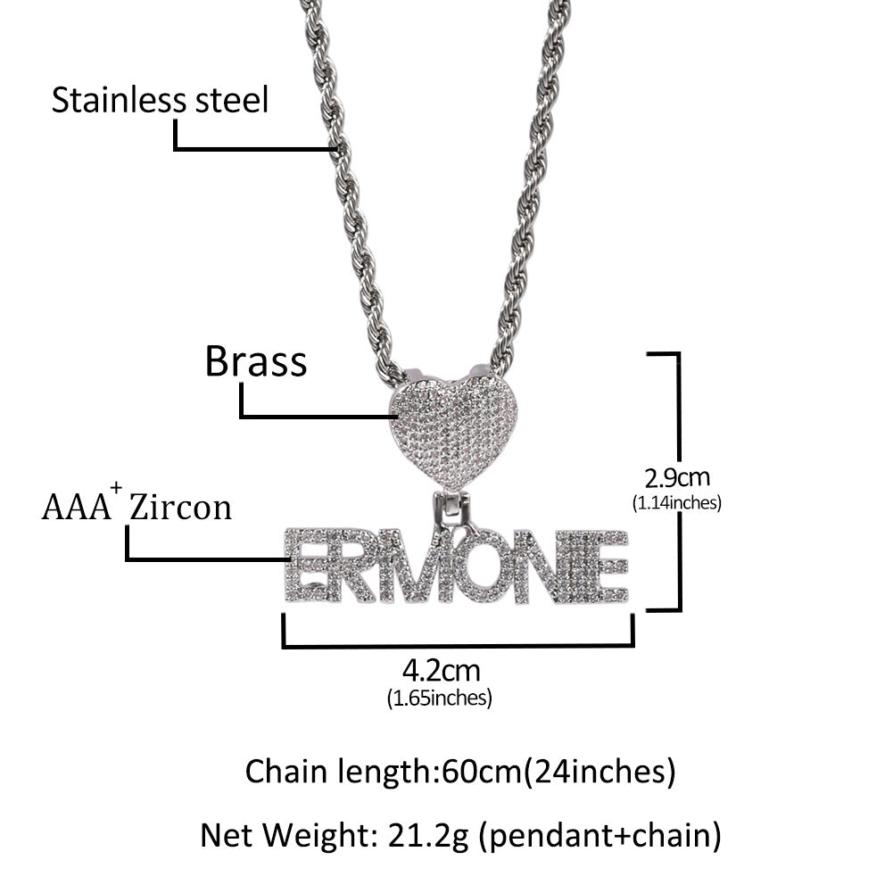 Heart Button Zircon Hip Hop Necklace - MERGE.DAY.1.FREESTYLE