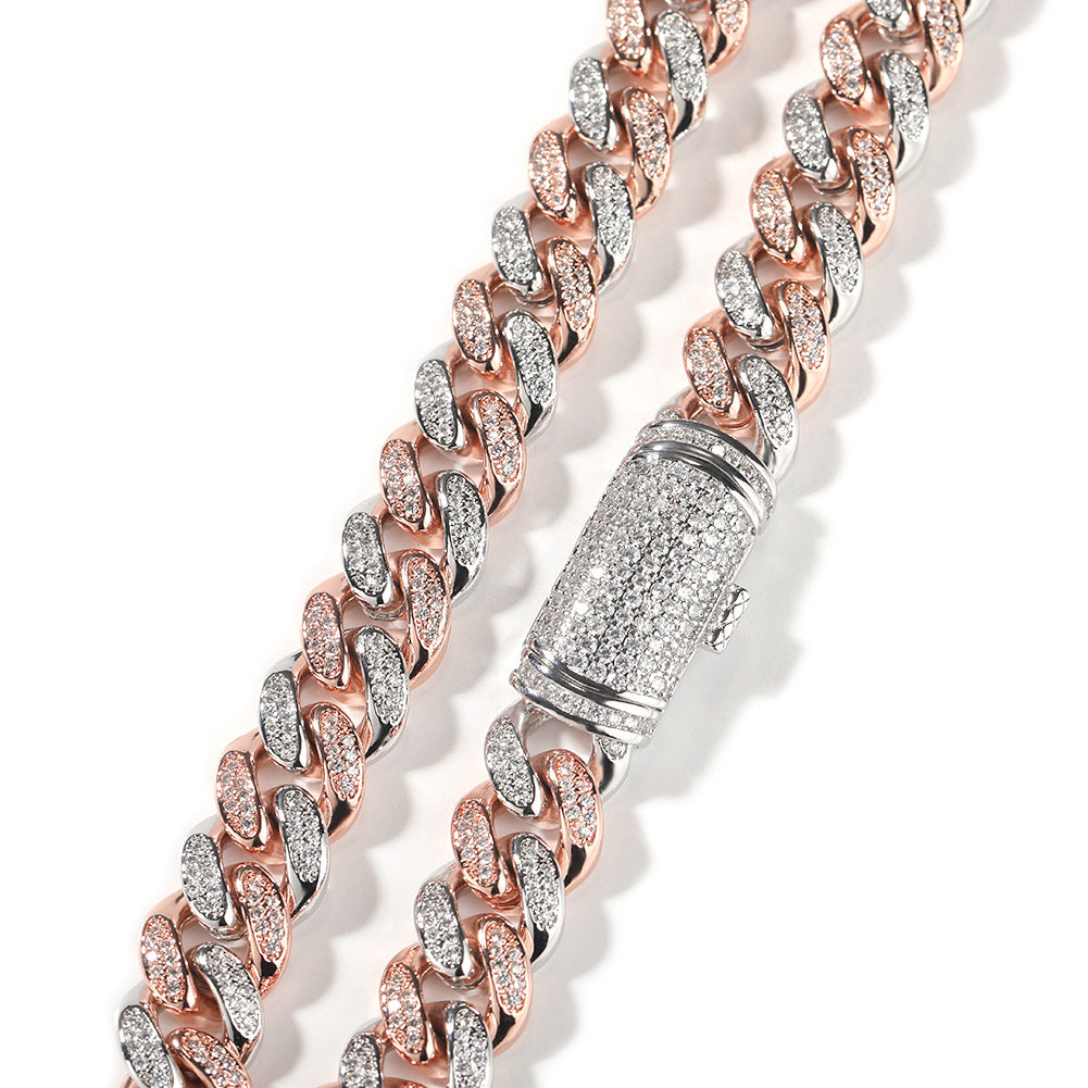 Hip-hop diamond-encrusted zircon three-cross Cuban necklace - MERGE.DAY.1.FREESTYLE