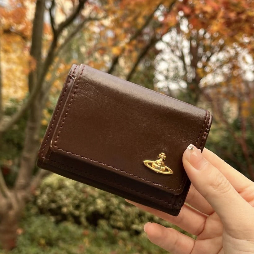 Trifold card holder cowhide card holder wallet solid color long - MERGE.DAY.1.FREESTYLE