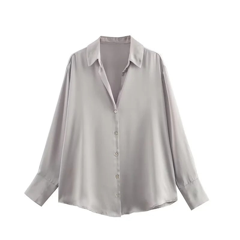 Striped satin long-sleeved shirt - MERGE.DAY.1.FREESTYLE
