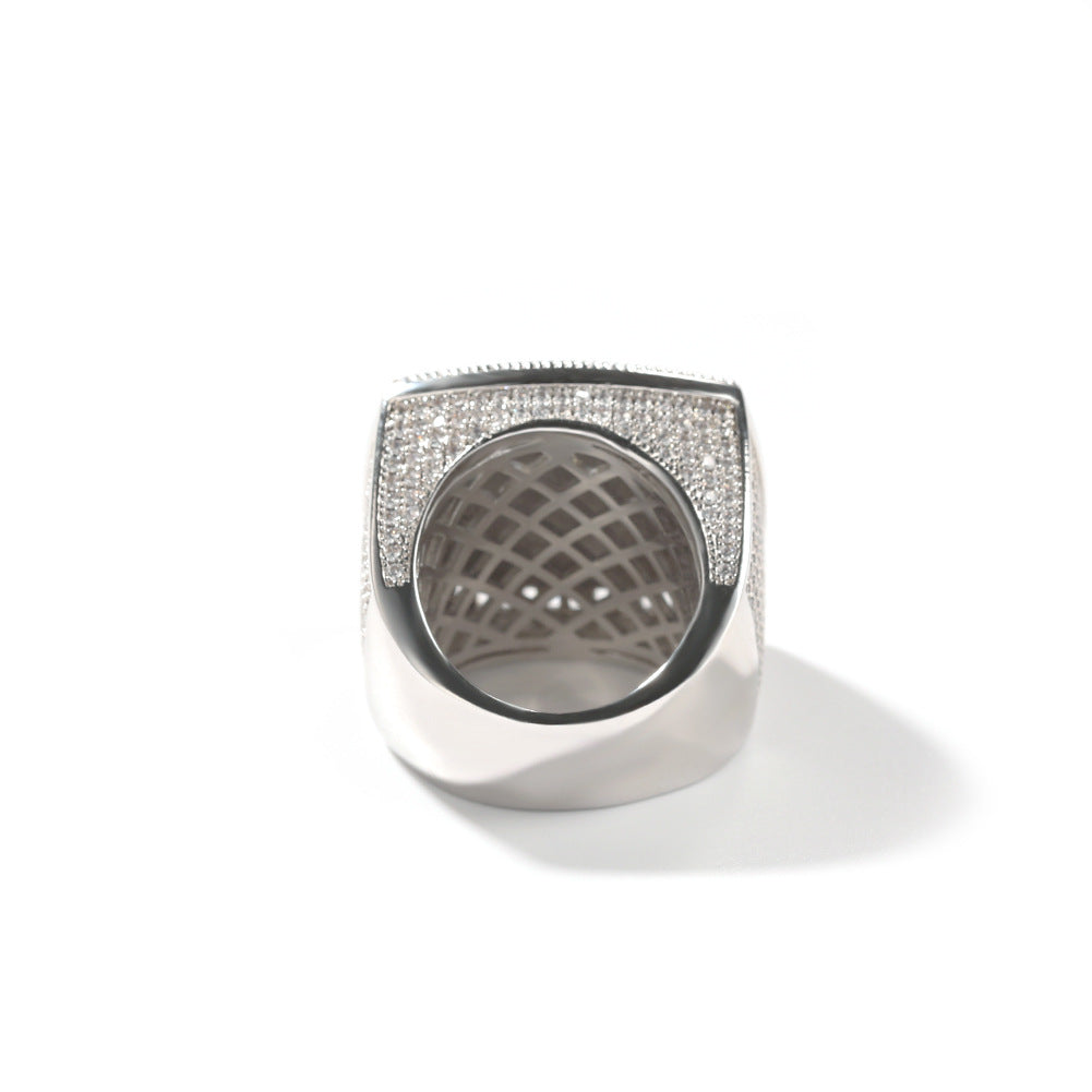 Hip-hop diamond-encrusted zircon DIY letter square ring - MERGE.DAY.1.FREESTYLE
