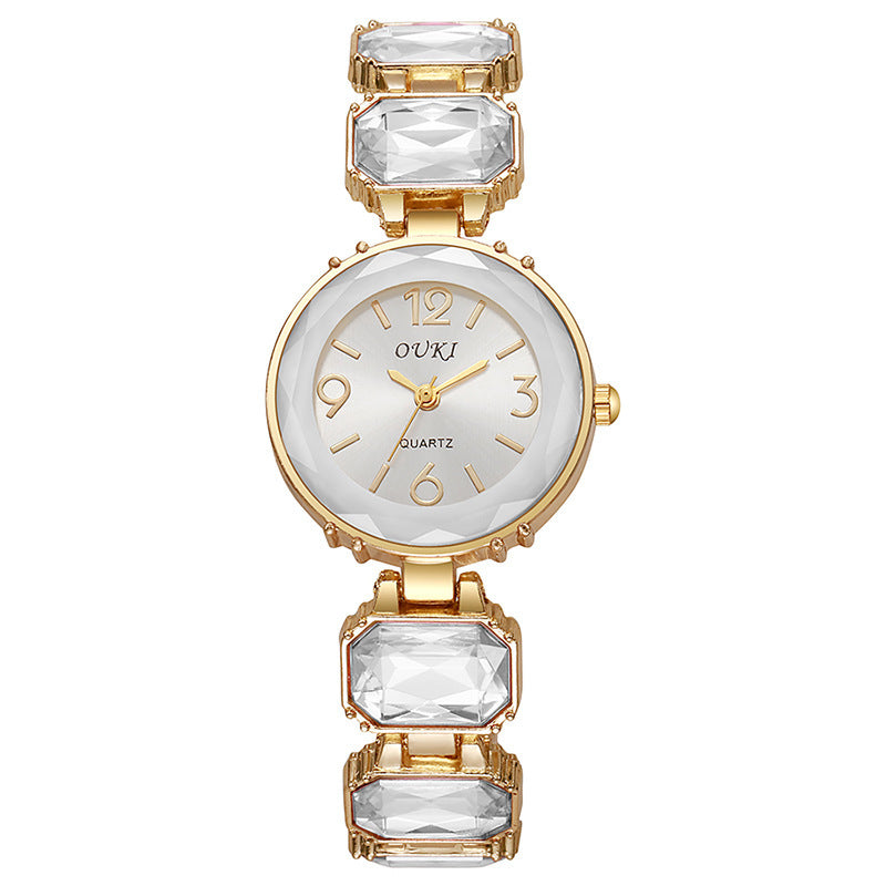 Women’s Gold Bracelet Quartz Watch with Black Crystal Dial - MERGE.DAY.1.FREESTYLE