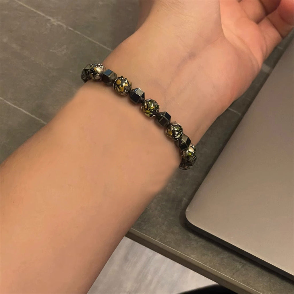 Irregular black gallstone stitching bracelet - MERGE.DAY.1.FREESTYLE