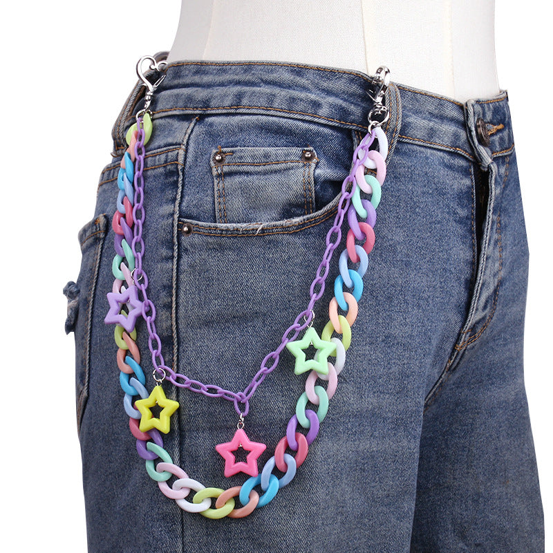 Acrylic pentagram macaron pants chain - MERGE.DAY.1.FREESTYLE