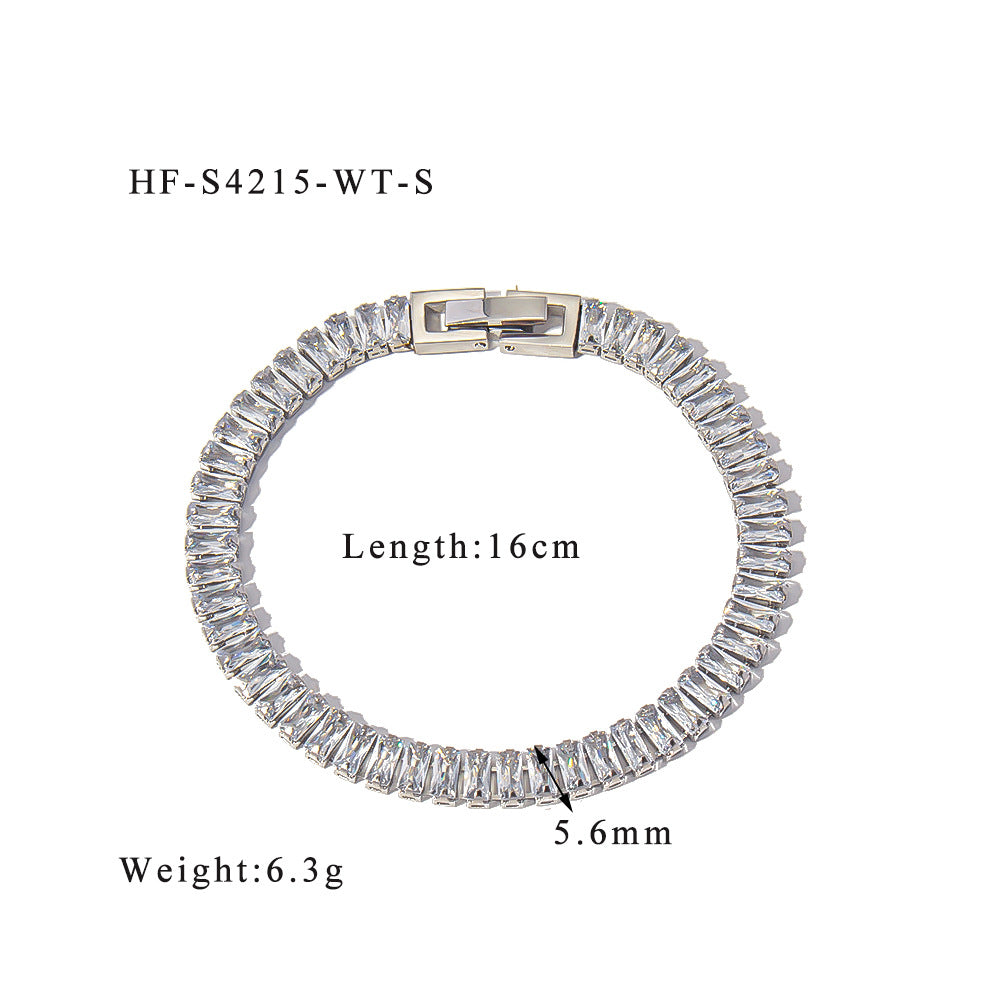 Stainless steel color zircon tennis chain - MERGE.DAY.1.FREESTYLE