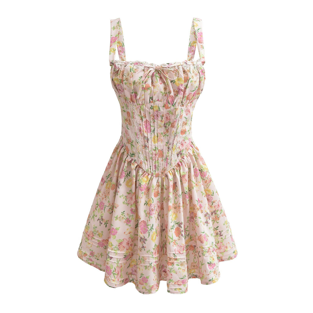 French girl floral suspender dress playful summer dress - MERGE.DAY.1.FREESTYLE