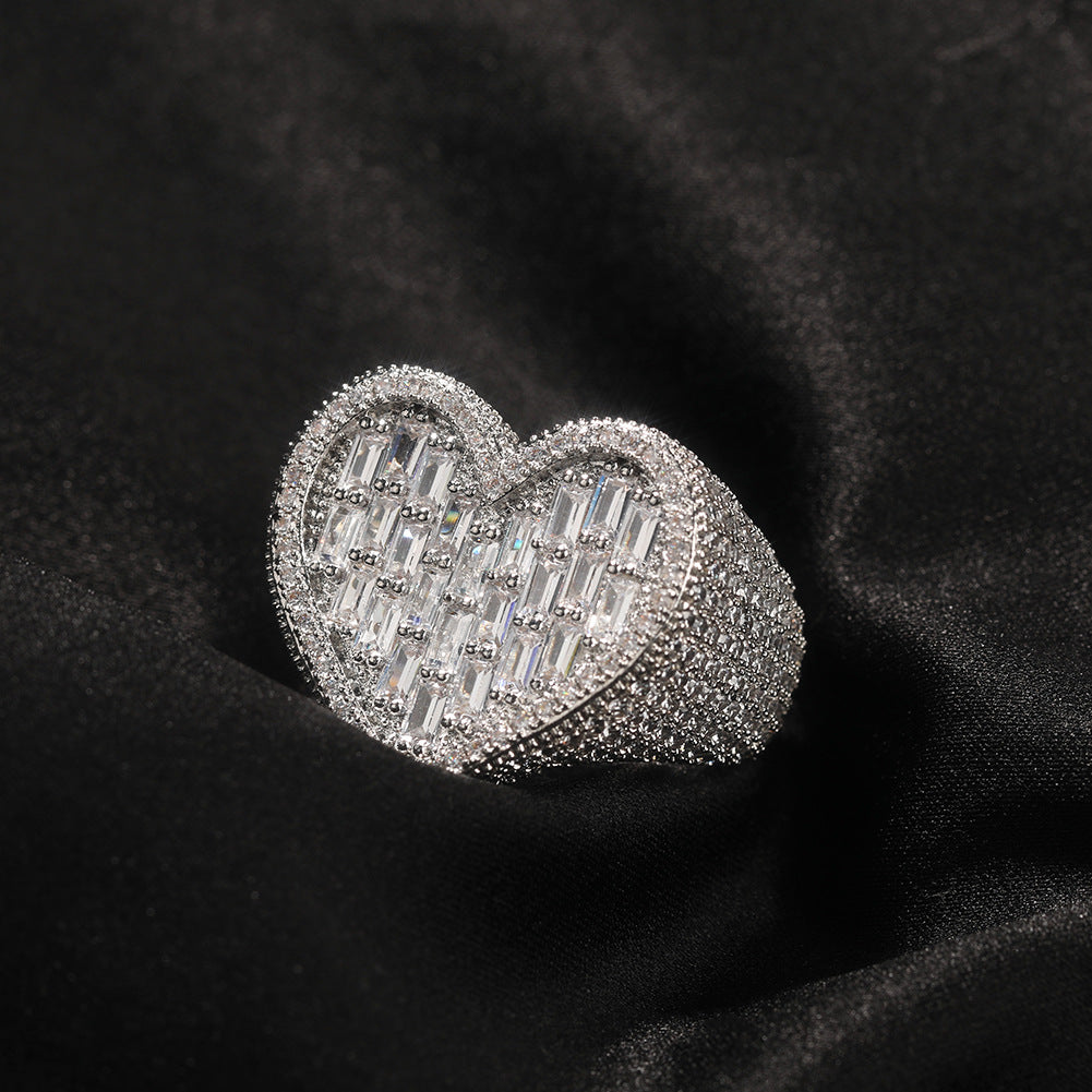 Hip-hop T-square heart-shaped zircon ring - MERGE.DAY.1.FREESTYLE