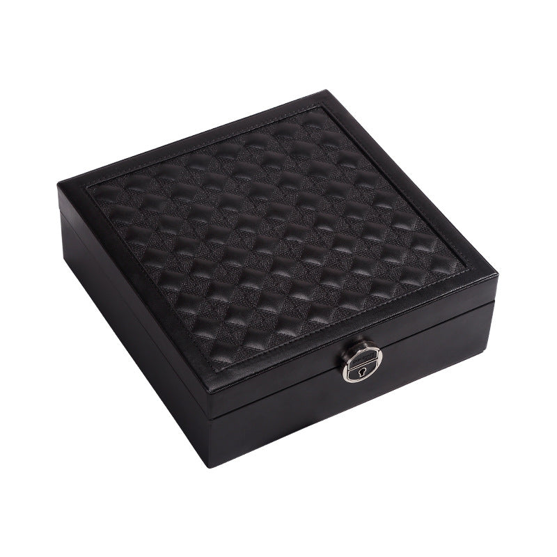 PU leather lockable mirror three-layer single-layer jewelry box - MERGE.DAY.1.FREESTYLE