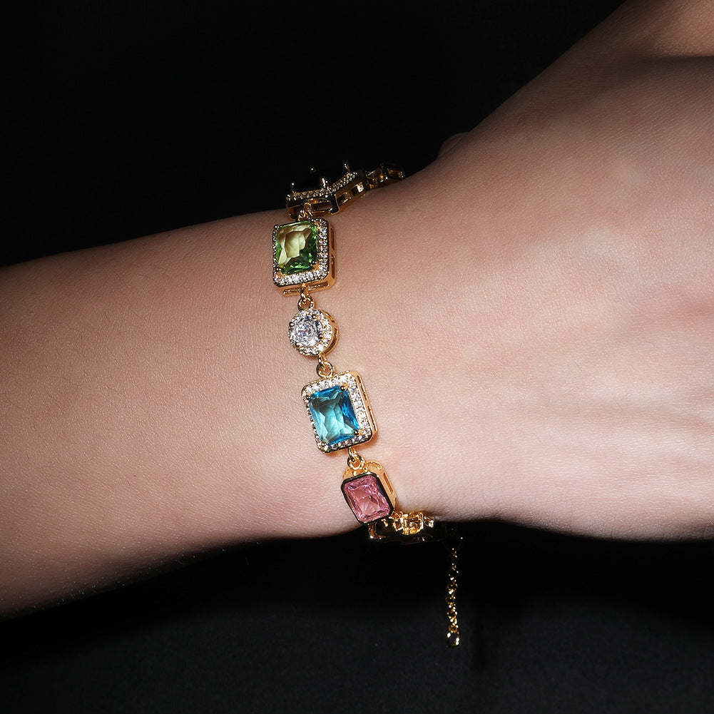 Exquisite diamond-encrusted colored gemstone bracelet and necklace - MERGE.DAY.1.FREESTYLE