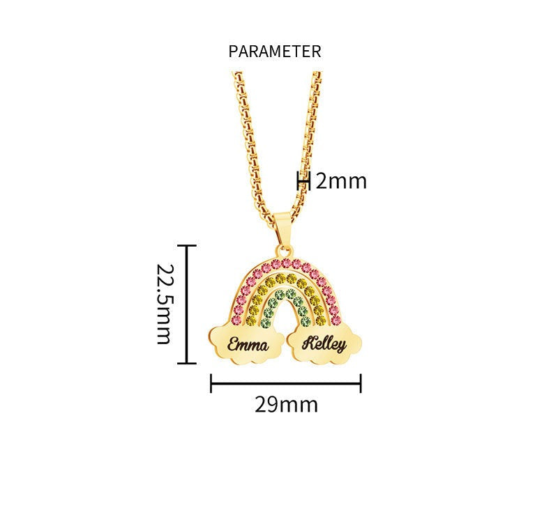 Rainbow Couple Name Necklace Engraving Pendant - MERGE.DAY.1.FREESTYLE