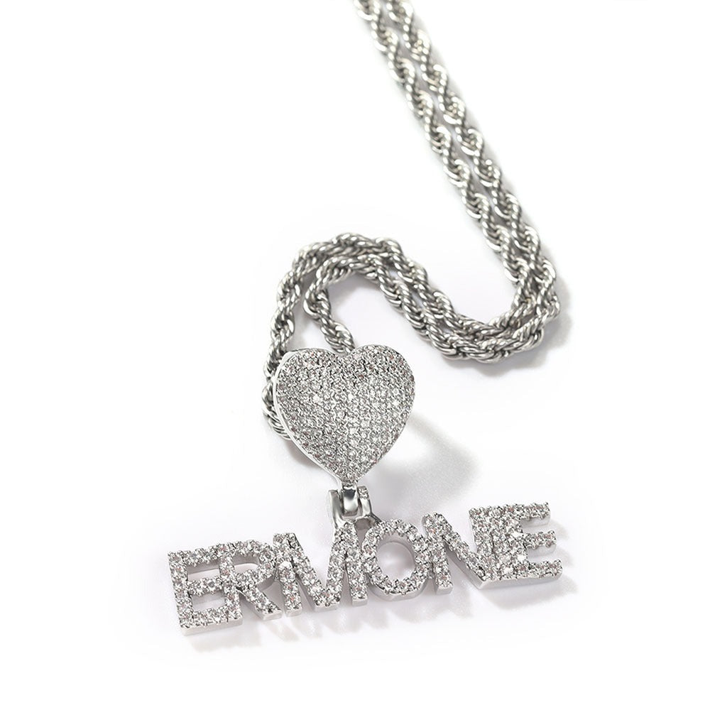 Heart Button Zircon Hip Hop Necklace - MERGE.DAY.1.FREESTYLE