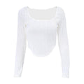 Autumn & Winter long-sleeved U-neck water ripple slim fit top T-shirt - MERGE.DAY.1.FREESTYLE