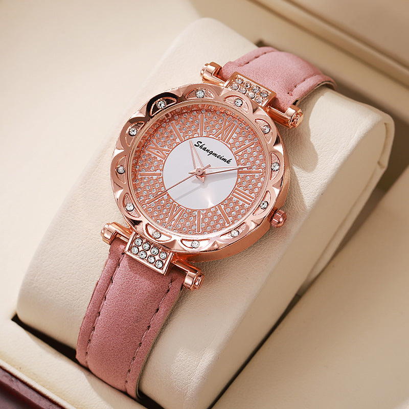 Korean-style quartz watch with a simple leather strap. - MERGE.DAY.1.FREESTYLE