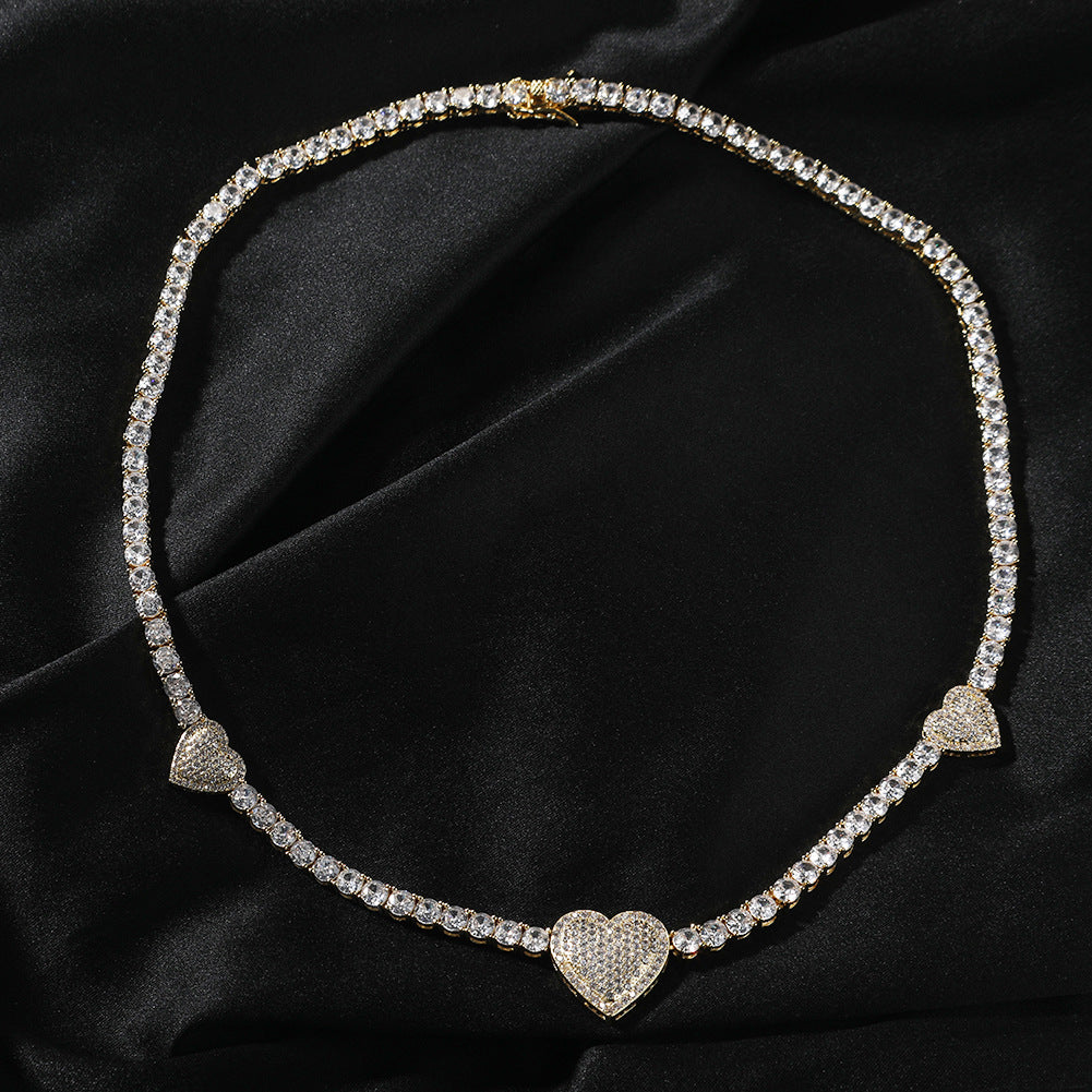 diamond tennis necklace Love heart chain - MERGE.DAY.1.FREESTYLE