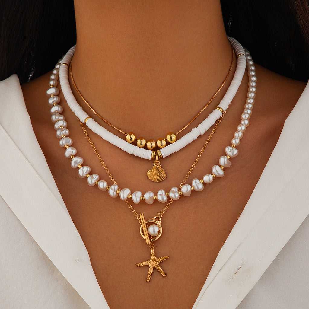 starfish necklace pearl shell necklace - MERGE.DAY.1.FREESTYLE