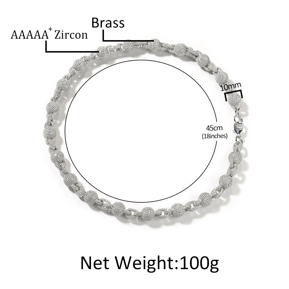 10mm Micropaved 5A Zirconia Ball Chain Necklace - MERGE.DAY.1.FREESTYLE