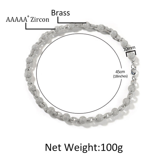 10mm Micropaved 5A Zirconia Ball Chain Necklace - MERGE.DAY.1.FREESTYLE