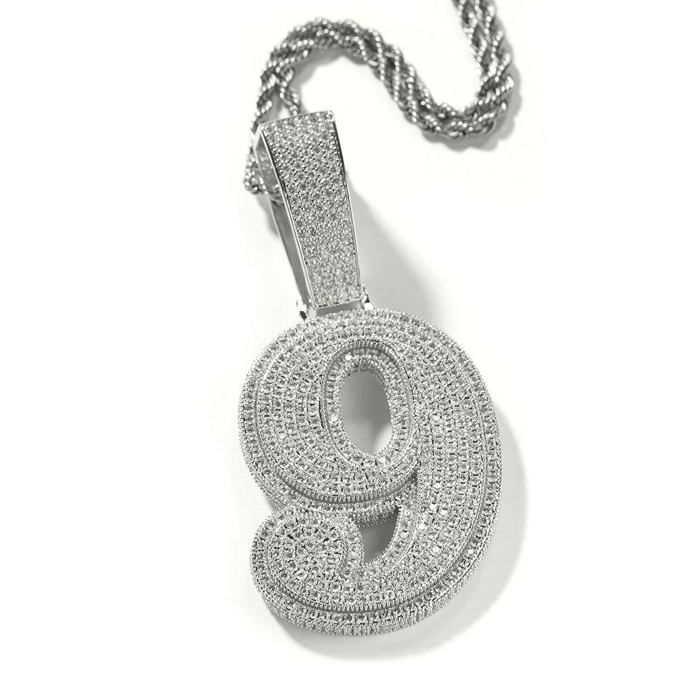 Hip-hop diamond-encrusted number pendant - MERGE.DAY.1.FREESTYLE