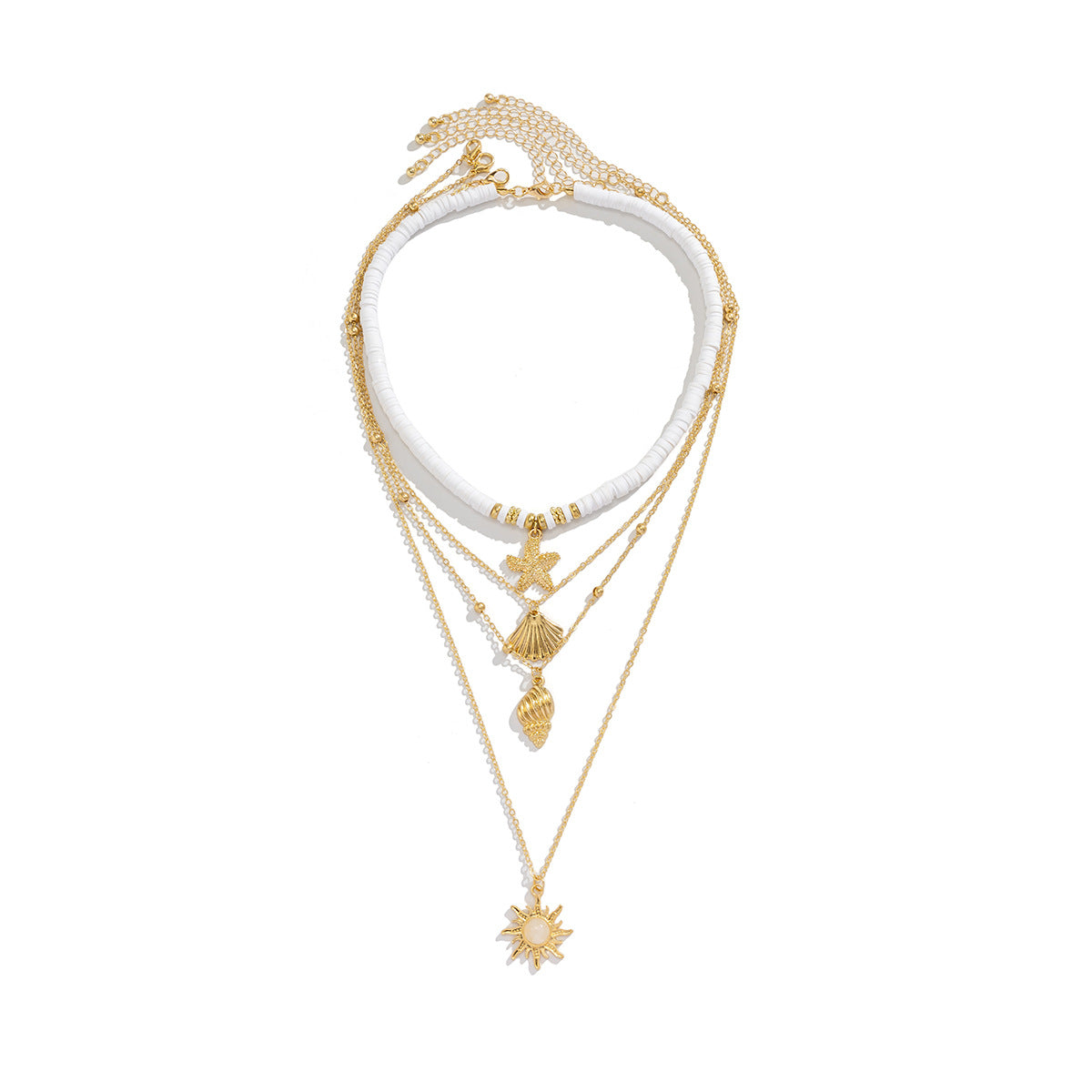 starfish necklace shell conch tassel multi-layer necklace - MERGE.DAY.1.FREESTYLE