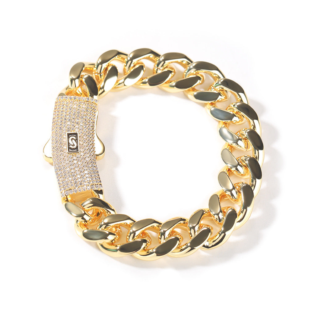 Hip-hop diamond-encrusted clasp smooth Cuban chain - MERGE.DAY.1.FREESTYLE