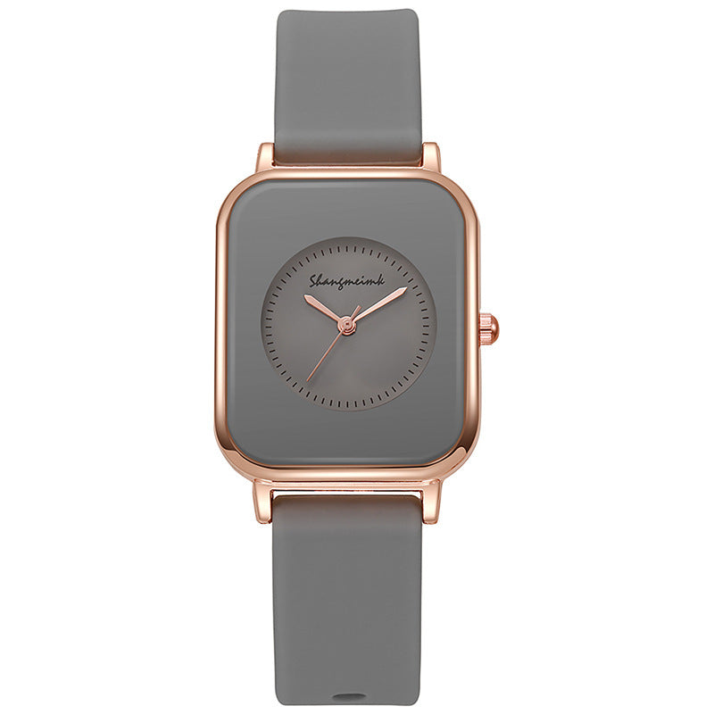 Casual square-shaped, elegant quartz silicone strap student watches. - MERGE.DAY.1.FREESTYLE