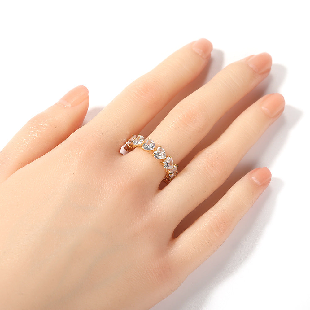 Hip-hop single-row heart-shaped zircon rings - MERGE.DAY.1.FREESTYLE