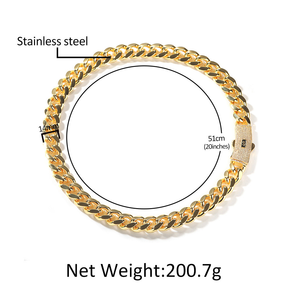 Hip-hop diamond-encrusted clasp smooth Cuban chain - MERGE.DAY.1.FREESTYLE