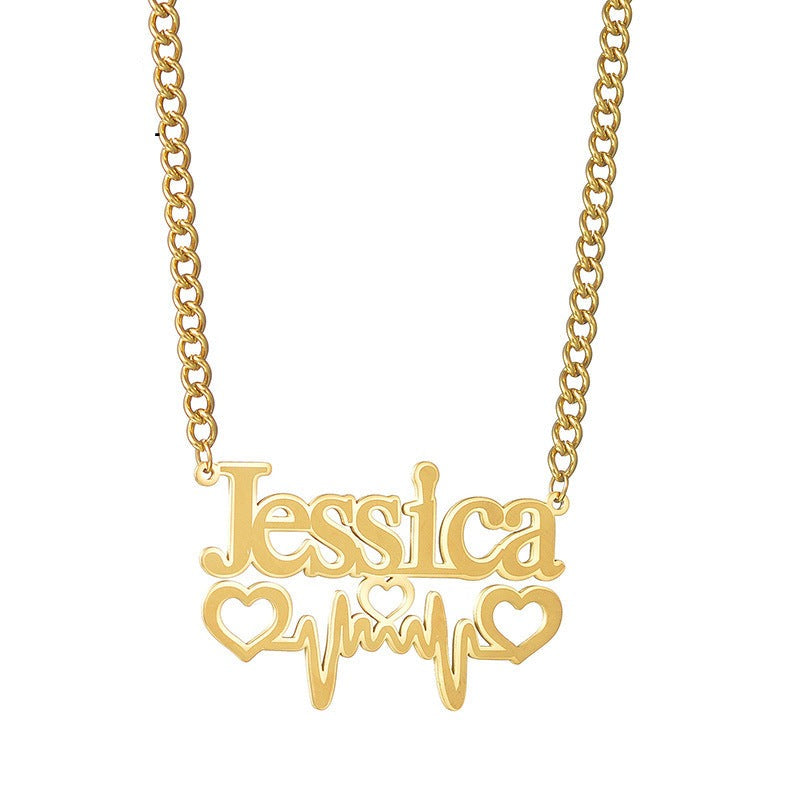 EKG love embellishment customized name necklace - MERGE.DAY.1.FREESTYLE