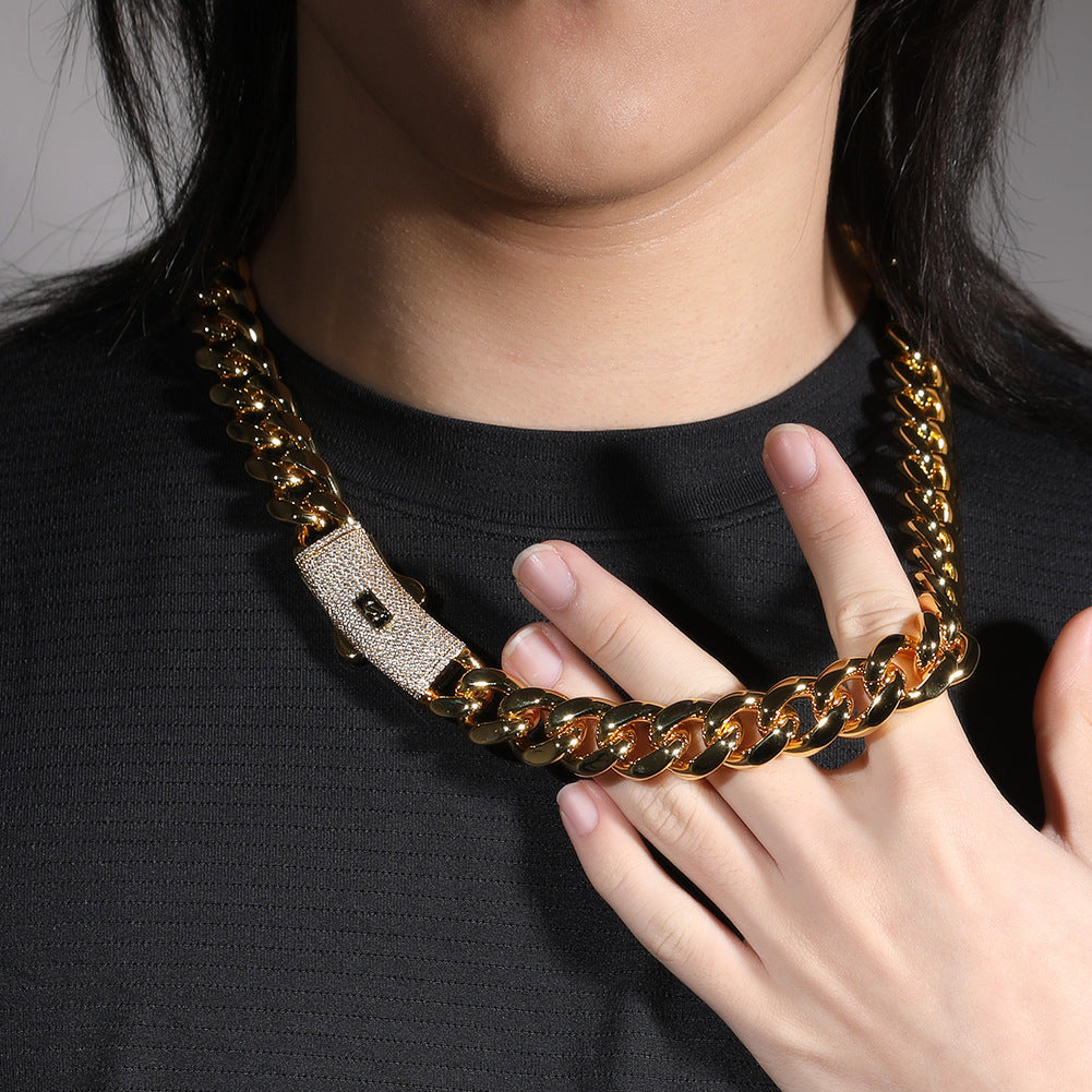 Hip-hop diamond-encrusted clasp smooth Cuban chain - MERGE.DAY.1.FREESTYLE