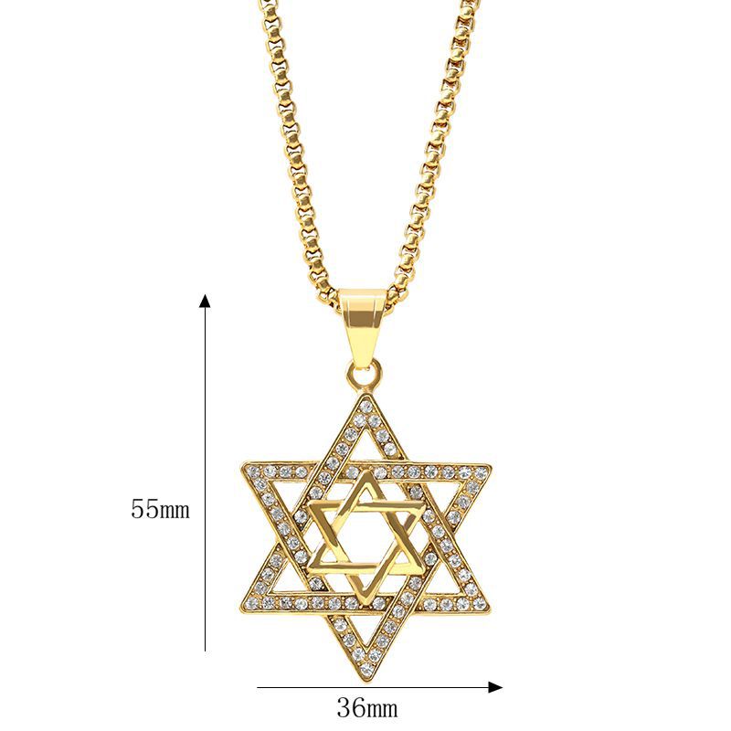 star of david necklace diamond-studded double-layer necklace - MERGE.DAY.1.FREESTYLE