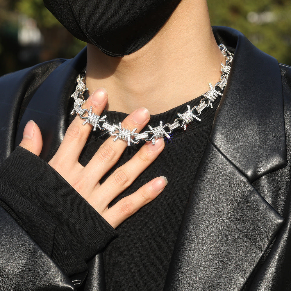 Wire chain diamond thorn necklace bracelet - MERGE.DAY.1.FREESTYLE