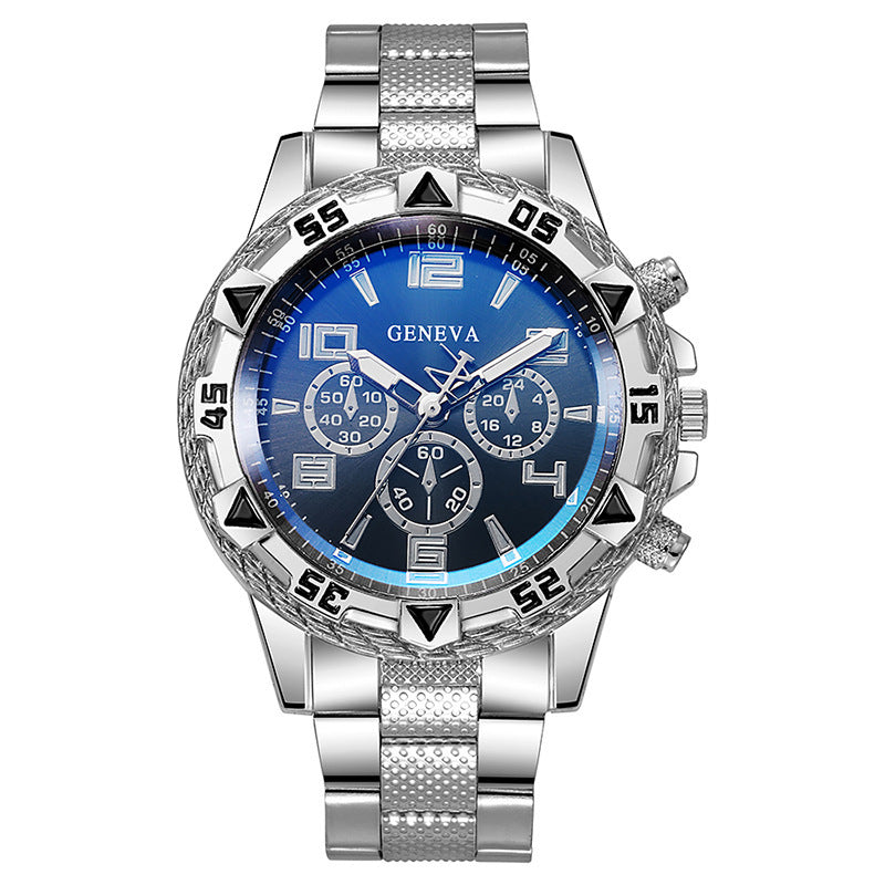 Men's Fake Three-Eye Casual Steel Band Watches - MERGE.DAY.1.FREESTYLE